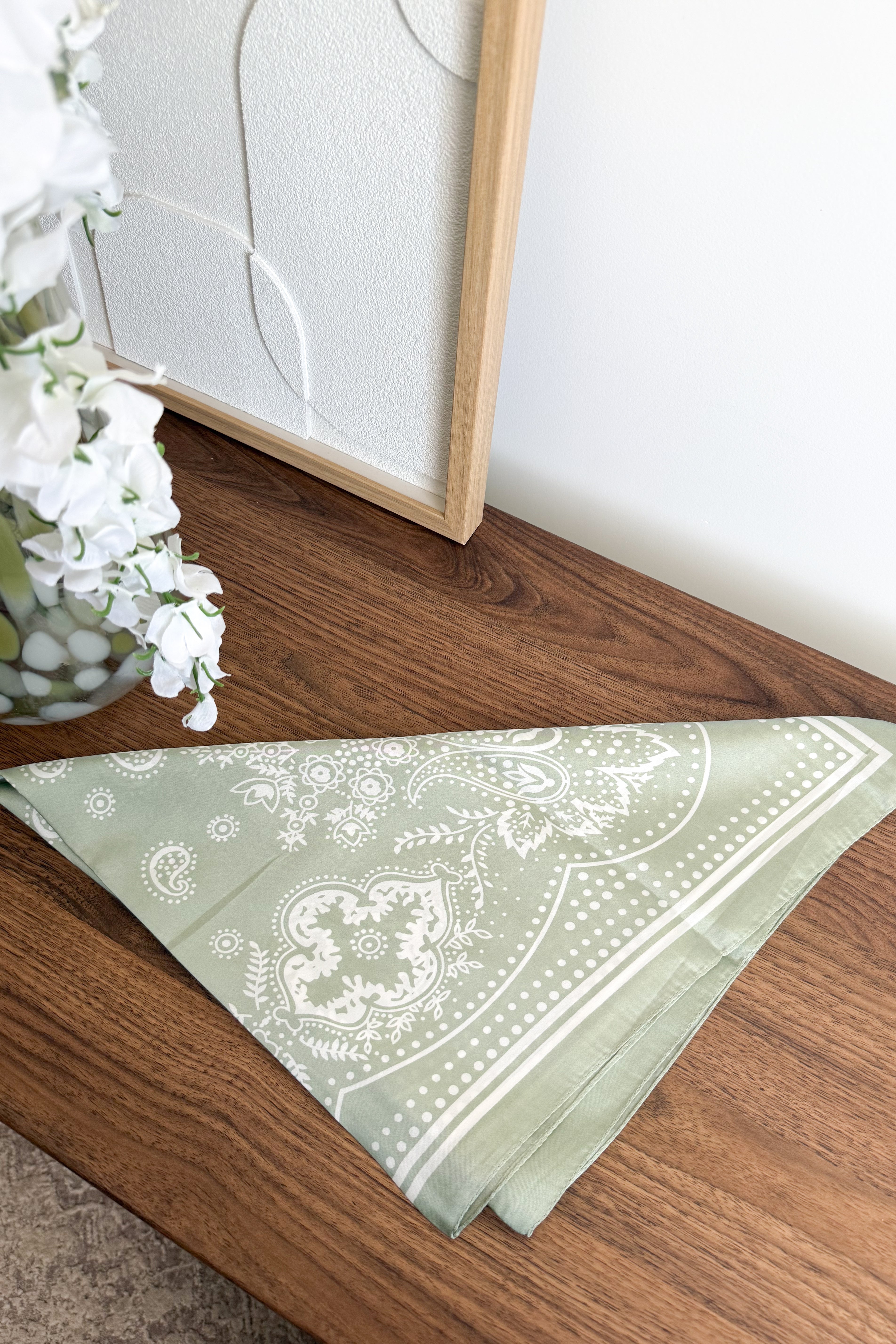 FOULARD BANDANA VERT D’EAU