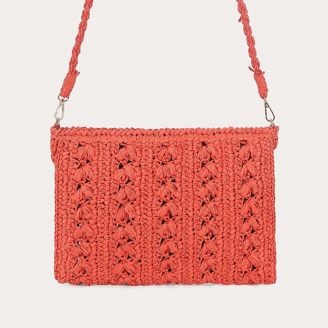 Pochette paille SUMMER - corail