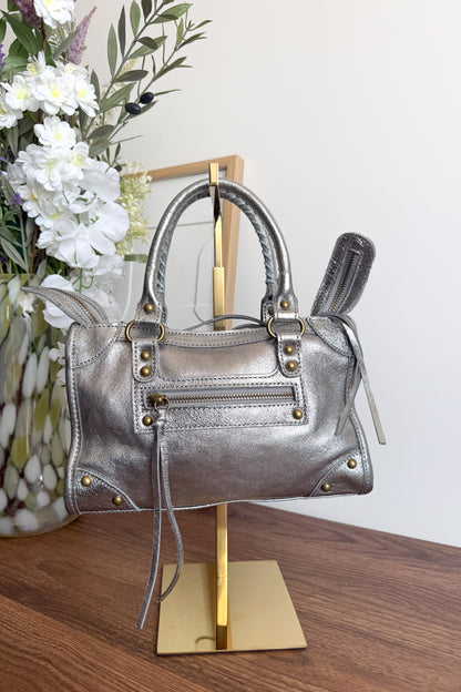 SAC CUIR ARGENTÉ