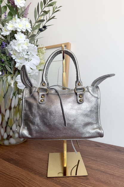 SAC CUIR ARGENTÉ