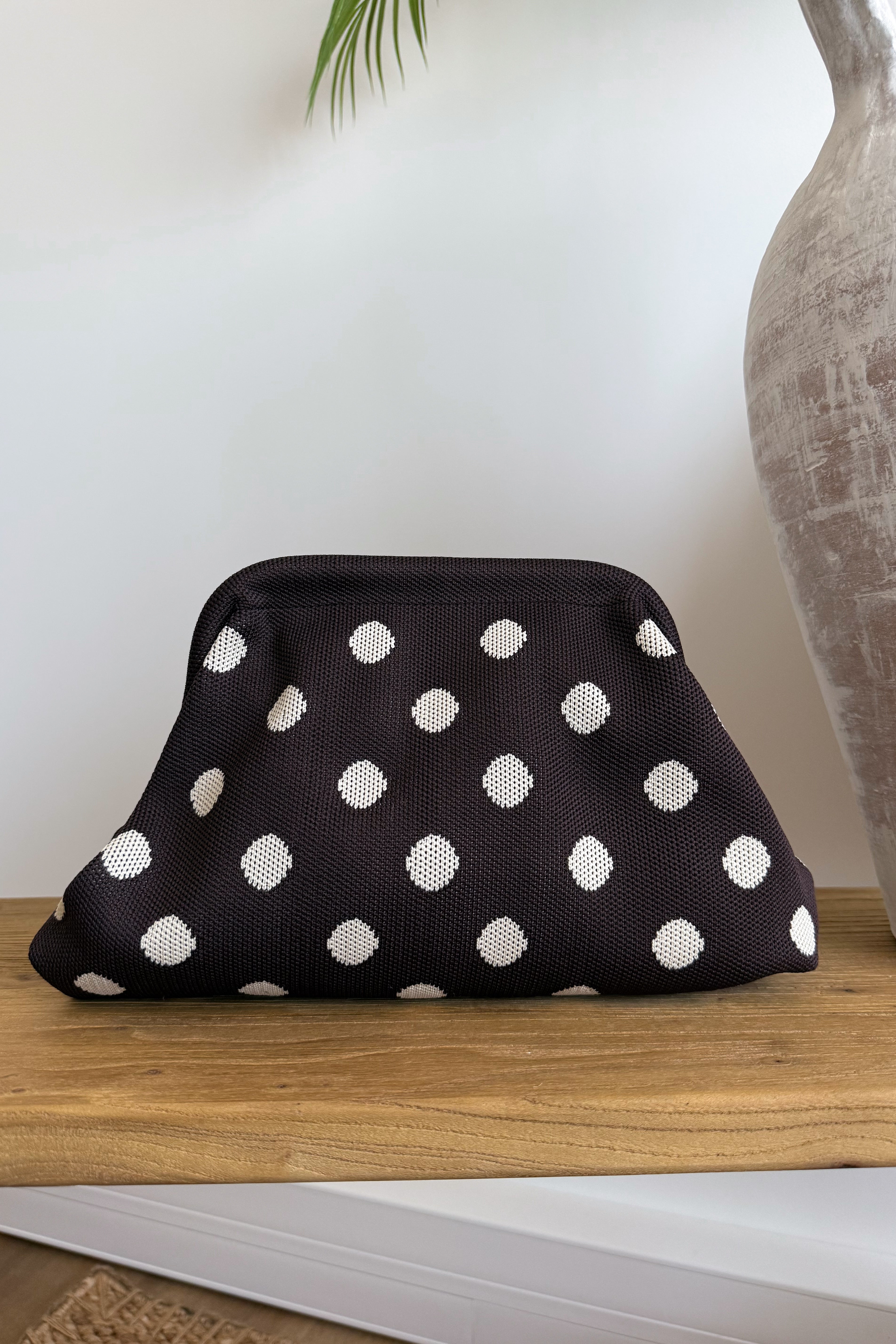 POCHETTE MARRON POIS BLANC