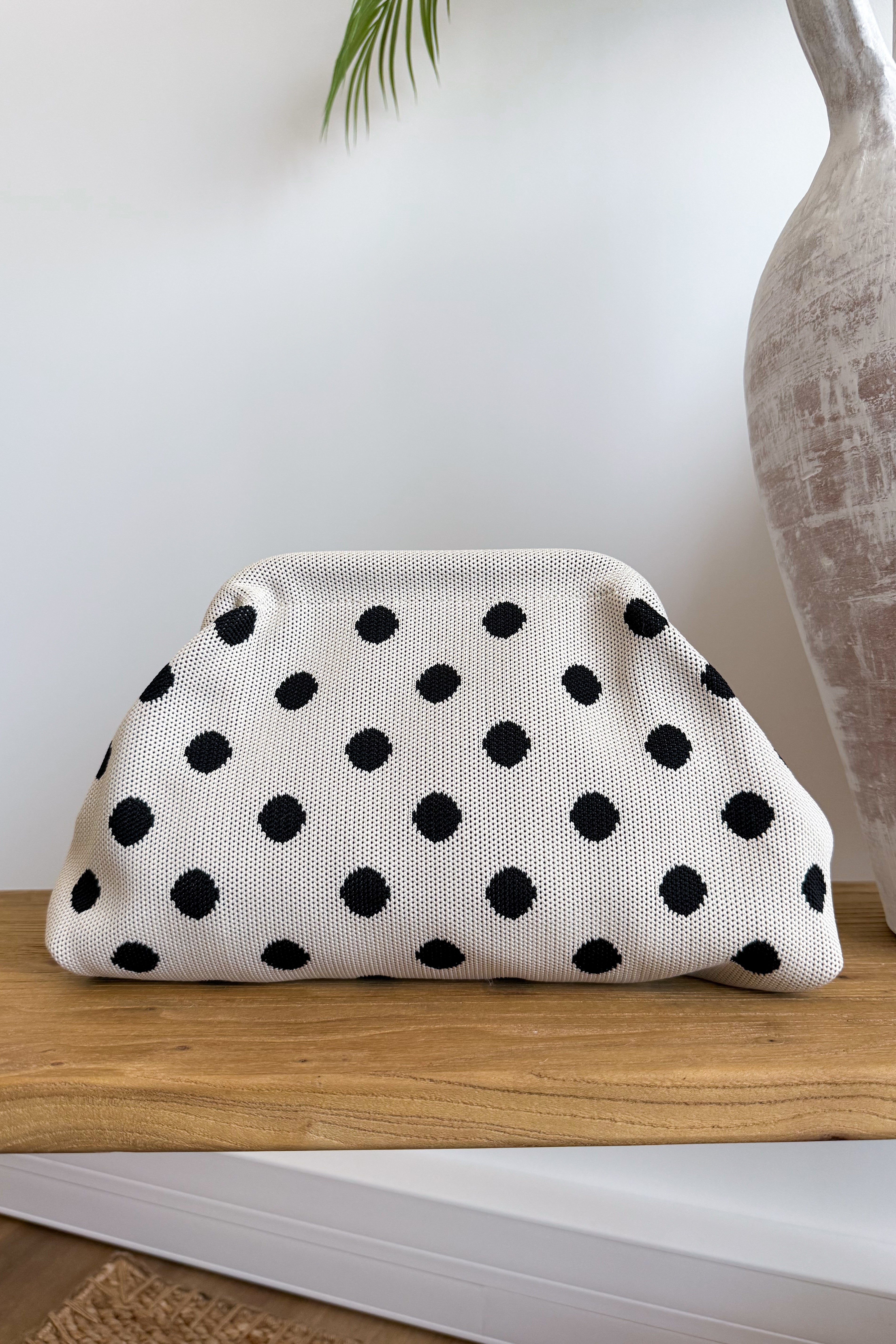 POCHETTE BLANC POIS NOIR