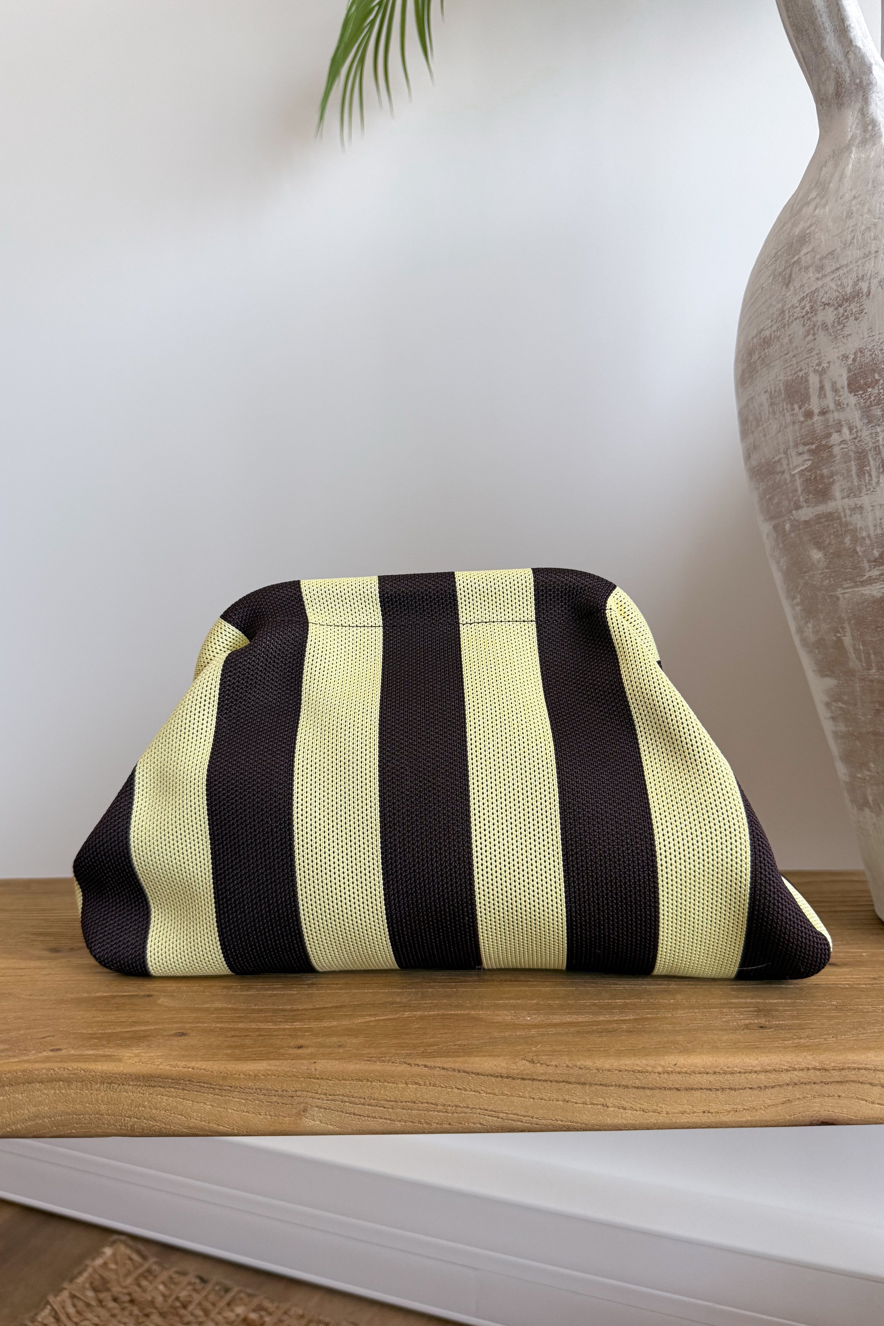 POCHETTE RAYURES MARRON JAUNE