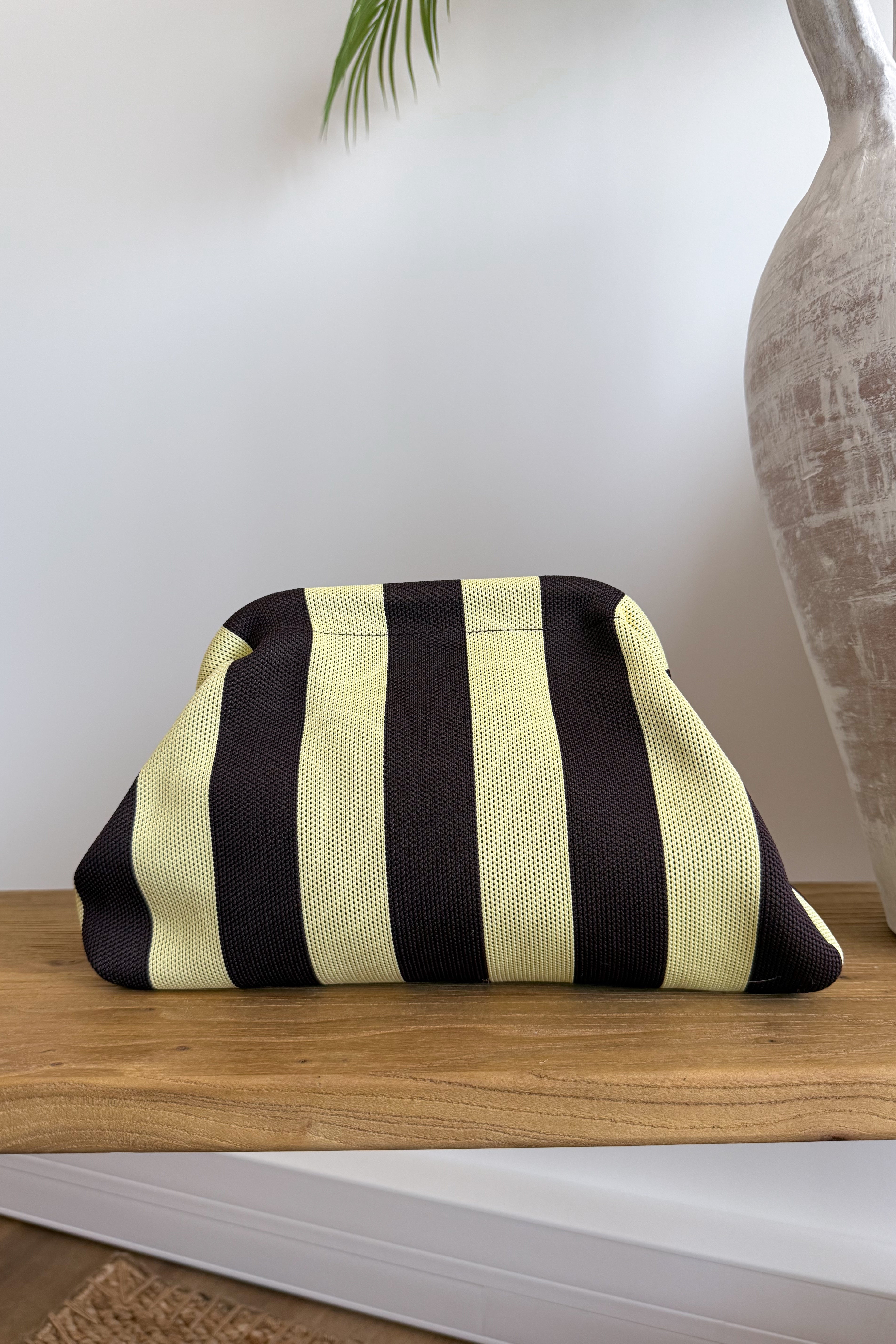 POCHETTE RAYURES MARRON JAUNE