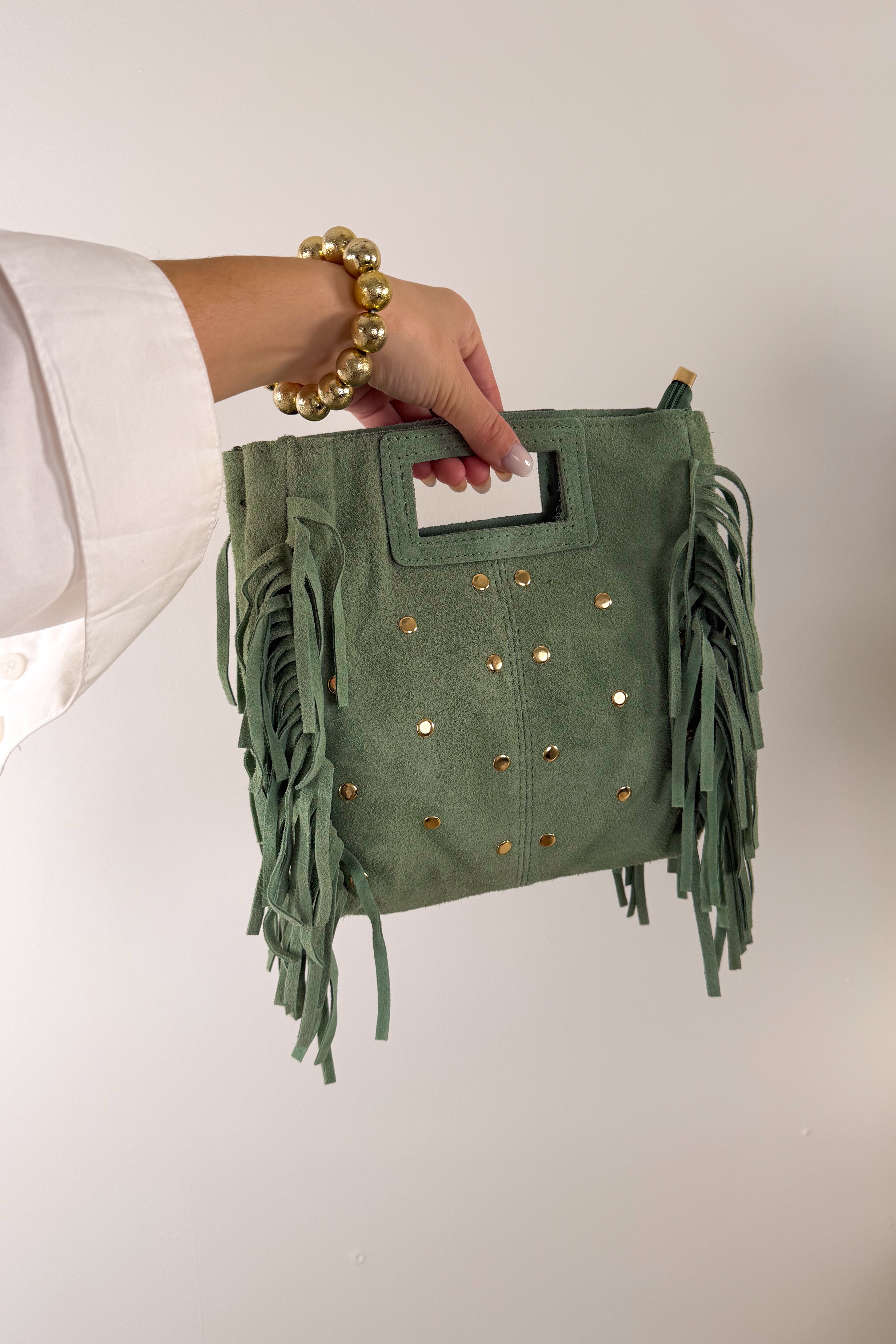 SAC CARRÉ CUIR CLOUS